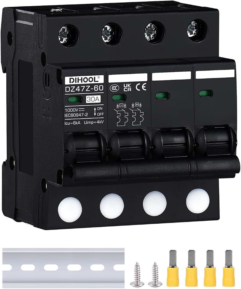 DC Trennschalter 1000VDC Solar PV Leistungsschalter Photovoltaik Sicherungsautomat (DC1000V,4 polig,30 Amp)