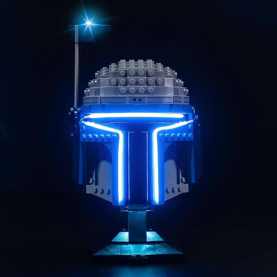 Version mit Lichtsteuerung Licht-Kit Kompatibel mit Lego Jango Fett Helmet (Nicht Lego), Led Beleuchtungs Set Compatible with Lego 75408 Jango Fett Helm Kreative Spielzeug