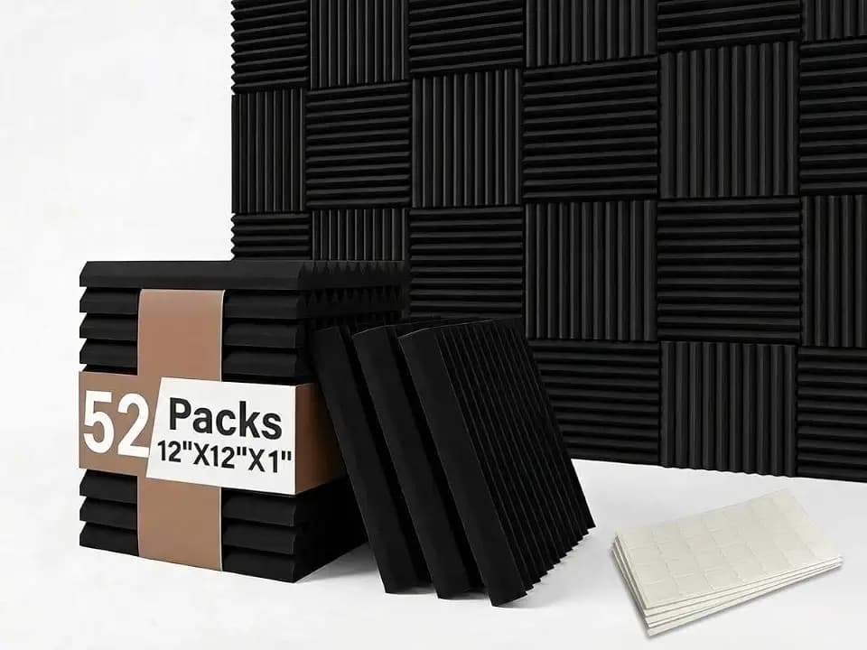 52 Pack Acoustic Foam Panel Wedge Studio Soundproofing Wall Tiles 12" X 12" X 1"
