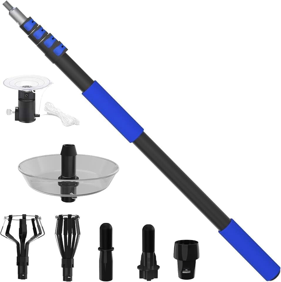 26FT Reach Extension Pole Changer with Baskets and Suction Cup for High Ceilings and Recessed Lights