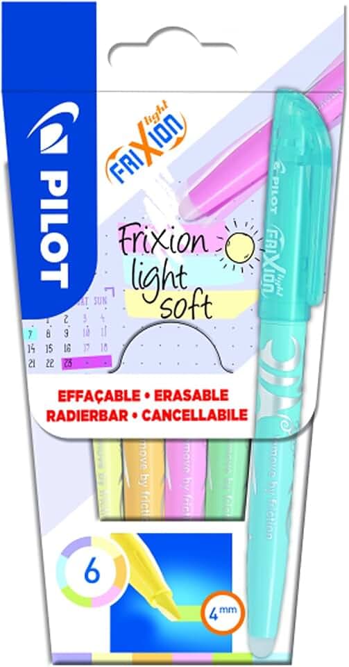 PILOT - 5er-Set FriXion Light Soft - Radierbarer Textmarker - Pastellfarben