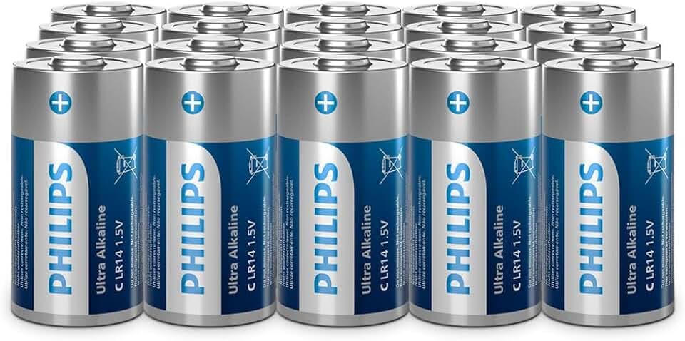 Philips Ultra C Alkali-Batterien, LR14 - Für Taschenlampen und Spielzeug, 20 Stück