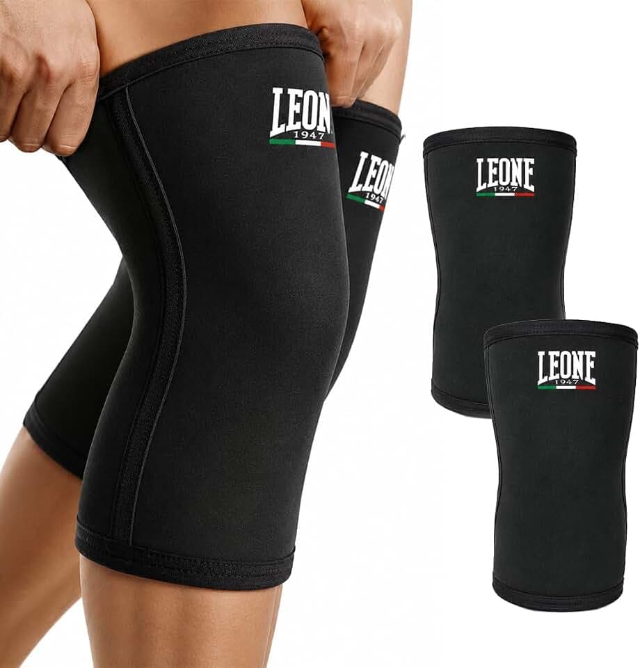 LEONE 1947 Lifter AC806 Kompressions-Kniebandage, Unisex, für Erwachsene, schwarz/XL, Stabilität und Komfort beim Training