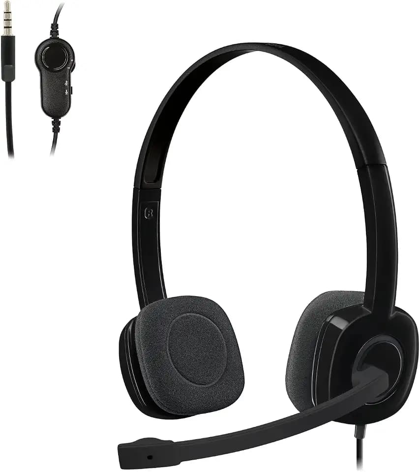 Logitech H151 Wired Analog Stereo Headphones with 3.5 mm Audio Jack - Black