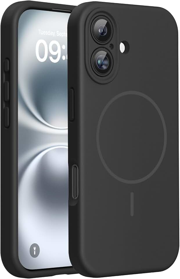 Miracase Magnetic for iPhone 16 Plus Case, Silicone, Black