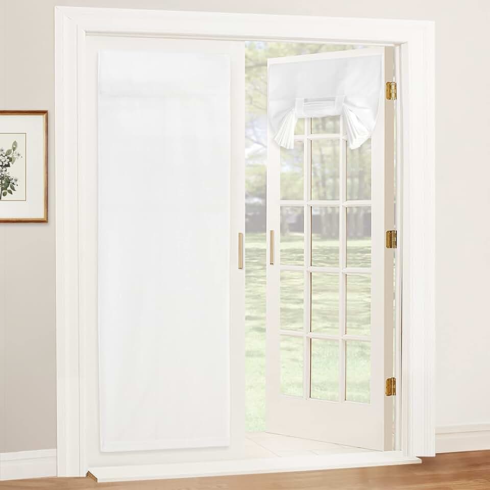 RYB HOME Tricia Door Curtain Natural Linen Blended French Door Curtain