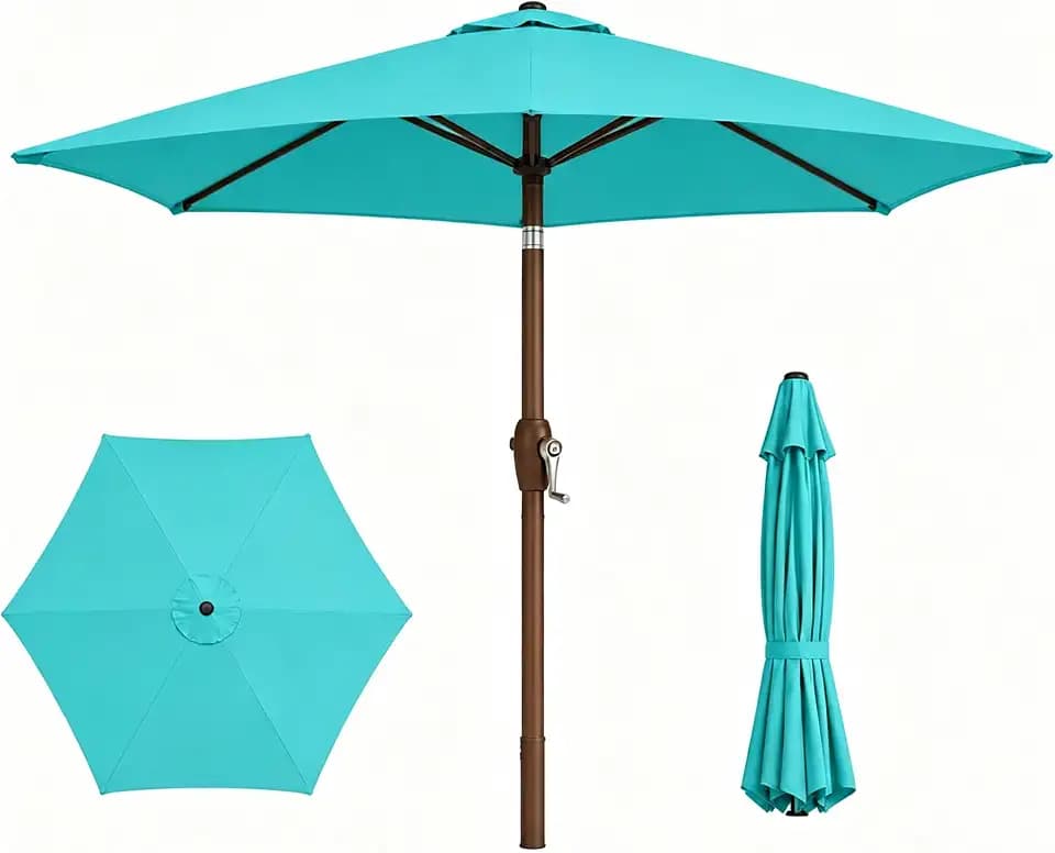 7.5ft Patio Umbrella, Outdoor Table Market Umbrella with Smooth Crank Lift, 6 Windproof Fiberglass Ribs, UPF50+ UV Protection for Deck, Pool, Garden and Backyard