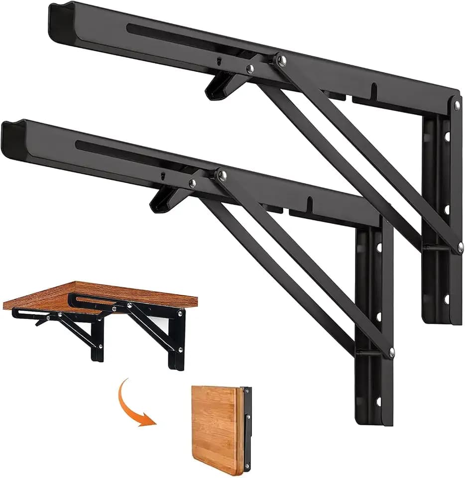 Klappkonsole Schwerlast, Klappregalhalterungen, Regalträger & -Stützen, Klappscharnier für Haus Küche Büro Grill (12in/30cm-max60kg)