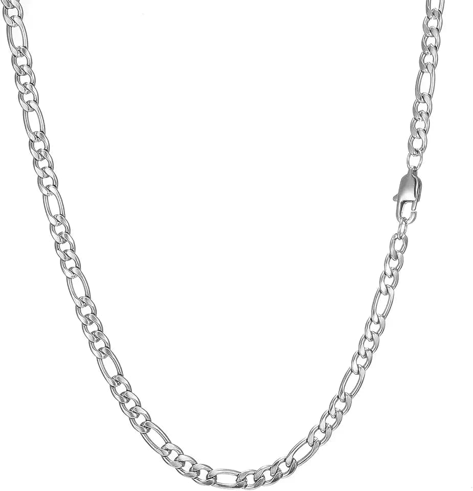 Herren Silber Edelstahl Panzerkette für Herren Schmuck Figaro-Halskette - Männer Silber ketten 5mm-45-90cm aus Edelstahl Silber/Schwarze/Gold Figaro-Halskette