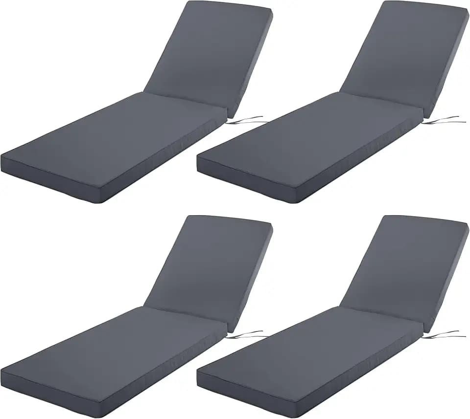Chaise Lounge Cushions Outdoor Set of 4, 80x26x3 Inch, Dark Grey