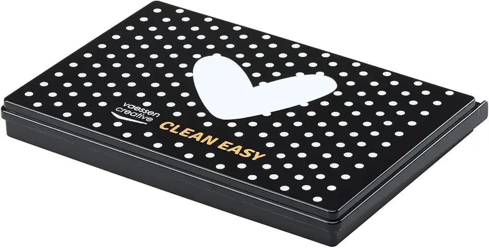 Vaessen Creative 1009-001 Clean Easy Stempelreinigungskasten, Dose mit Reinigungskissen zum Reinigen von Clear und Cling Stamps, Motivstempeln und weiteren Stempeln, Multi-Colour, 14cm x 20cm x 2 cm