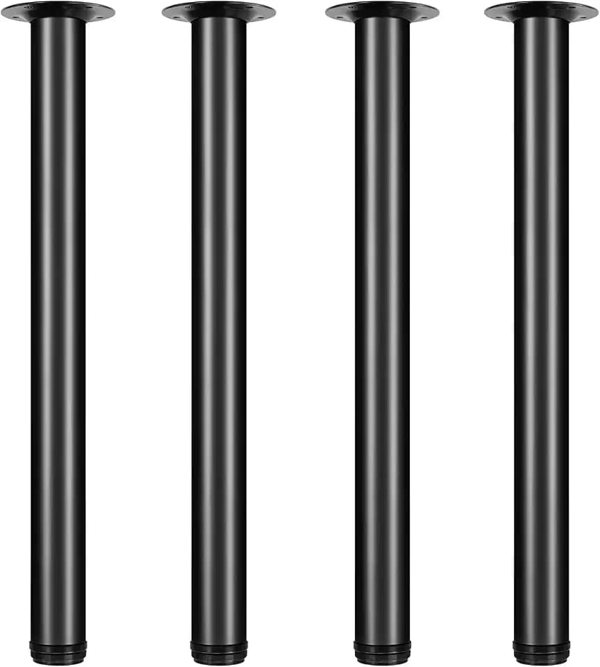 QLLY 24 inch Adjustable Metal Desk Legs, Heavy Duty Furniture Table Legs with 1" Leveling Adjustment for DIY Office Desk, Workbench, Dining Table, Set of 4 (Black)