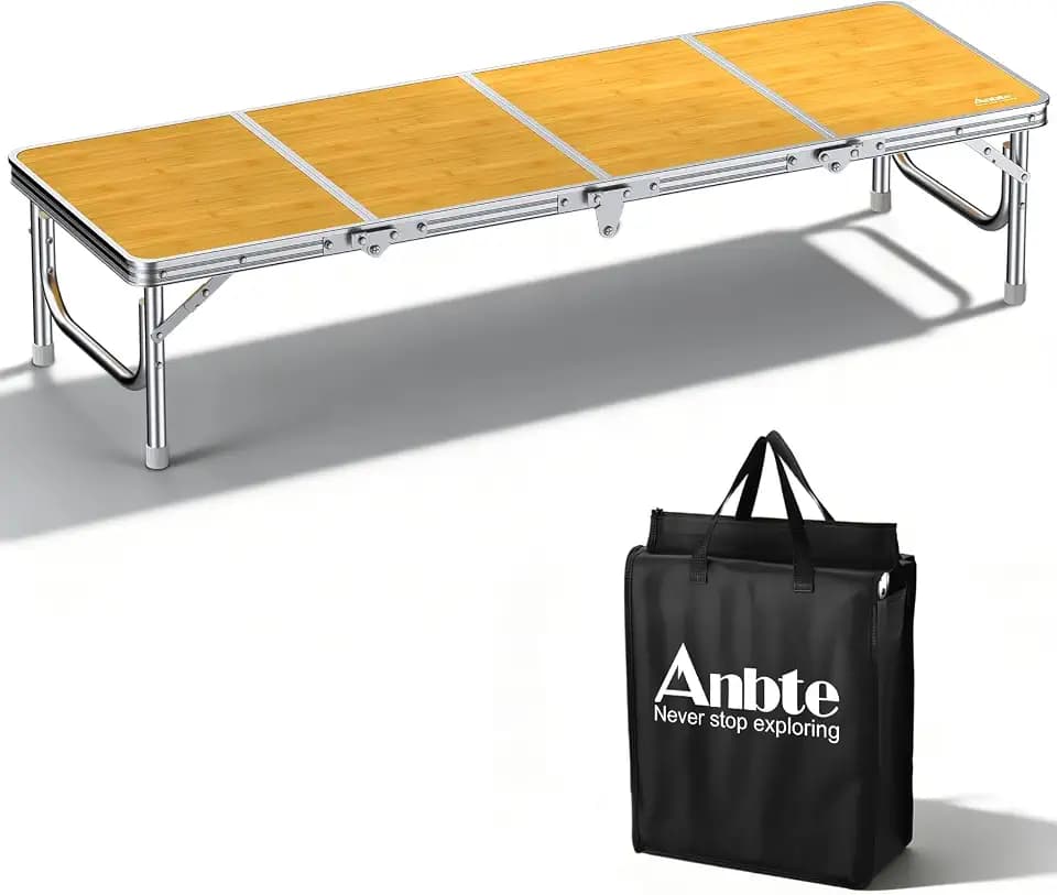 Anbte 4ft Low Folding Picnic Table with Storage Bag, 10.3" Height, Yellow