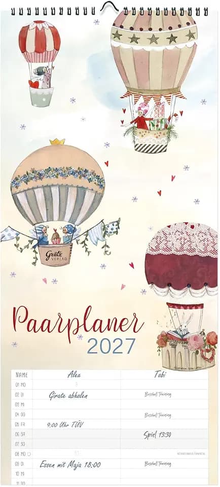 Paarplaner Reise 2027 – Wandkalender mit 2 Spalten: Reisen