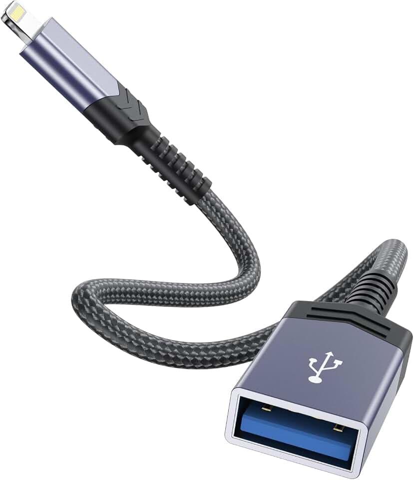 iPhone USB OTG Adapter [Apple MFi-Zertifiziert], Lightning auf USB 3.0 Kamera Adapter kompatibel für iPhone iPad OTG-Kabeladapter Unterstützt USB-Flash-Laufwerk, Kartenleser, Maus, Tastatur-Grau