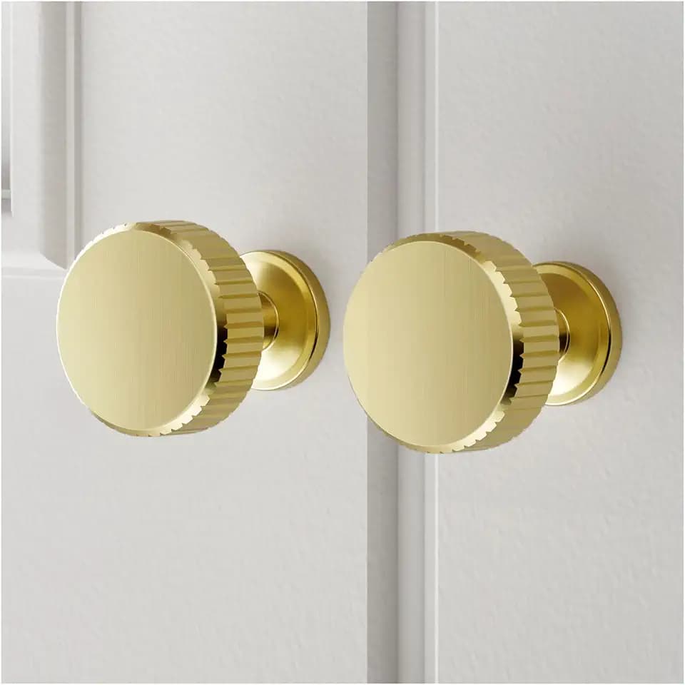 VEHCIL 20 Pack Round Brushed Gold Cabinet Knobs,Single Hole Gold Knobs for Cabinets and Drawers Cupboard Closet Bathroom Dresser Hardware,Solid Zinc Alloy