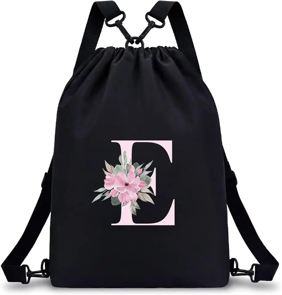 A-Z BAG Initial Drawstring Backpack Gifts for Girls Kids, Waterproof