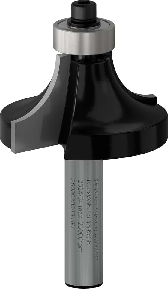 Bosch Accessories Professional 1x Abrundfräser Standard for Wood (für Holz, Zubehör Handfräse, Radius 12 mm, Arbeitslänge 18.6 mm, Ø Schaft 8 mm)