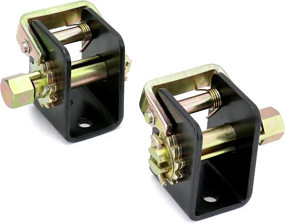 QWORK Lashing Winch, 2 Pack (1 Left, 1 Right) Lashing Truck Tie Down Winch, for 2" Webbing, Steel Bolt On Weld On Track Tie Down Tow Dolly Strap Truck Flat