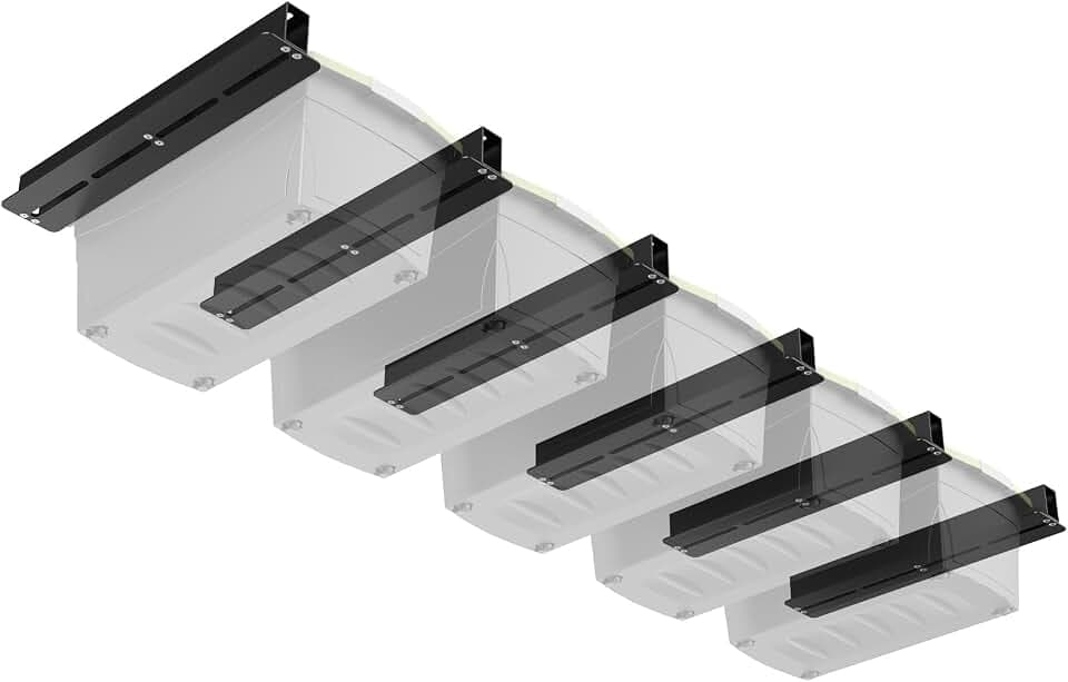 Overhead Garage Storage Rack, 17 Inch Adjustable, 6 Sets for 5 Bins