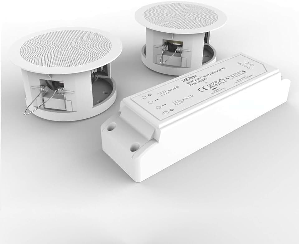 i-Star Deckenlautsprecher Bluetooth, Einbaulautsprecher für Decke, Wand/Badezimmer, Küche, Haus - 2 Lautsprecher Kit Mit Bluetooth-Modul (1 Paar)
