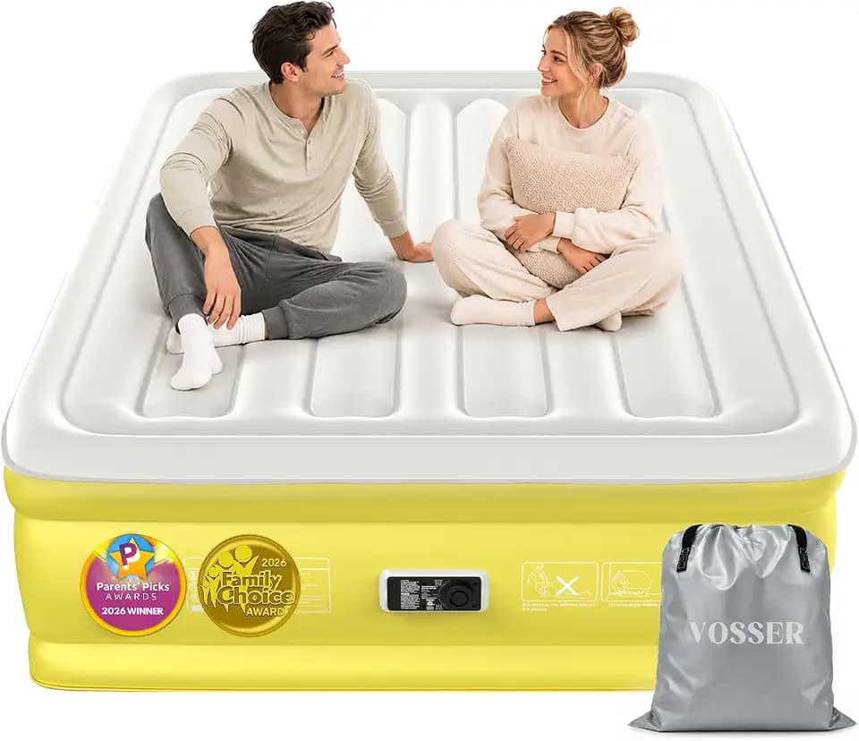 VOSSER Full Air Mattress with Built-in Pump,18"Raised, Inflatable Bed,660lb