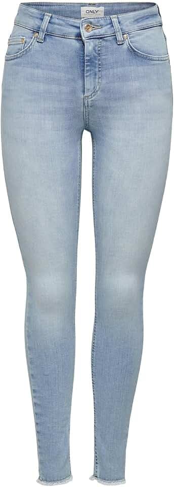 ONLY Damen Jeans Onlblush Mid Sk ANK Raw JNS Rea306 Noos