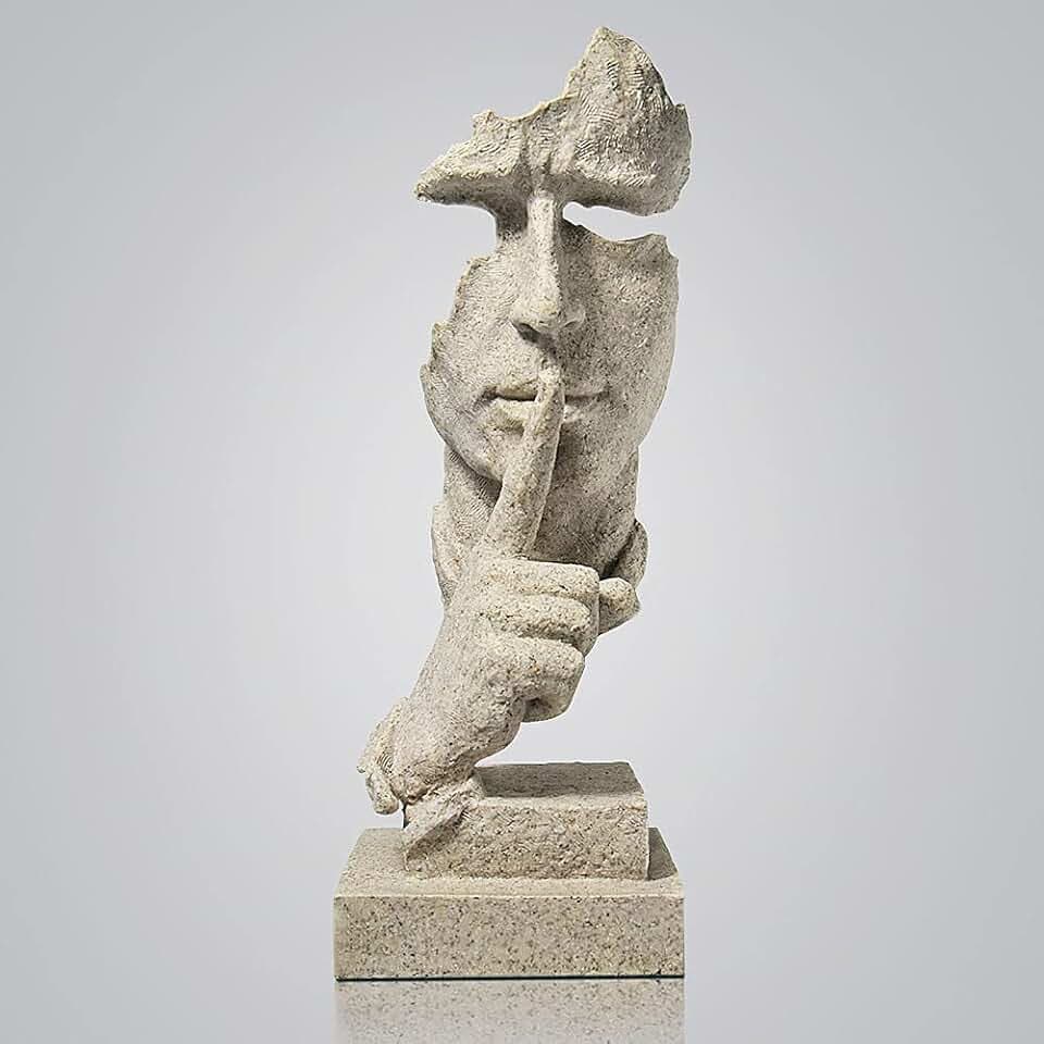 fazhongfa Denker Statue – Stille ist Gold, Moderne Dekoration, kreative abstrakte Kunstfigur, Harzskulpturen, Dekoration, Zimmer, Zuhause, Arbeitszimmer, Büro für Männer, Desktop-Ornament (Sandstein)