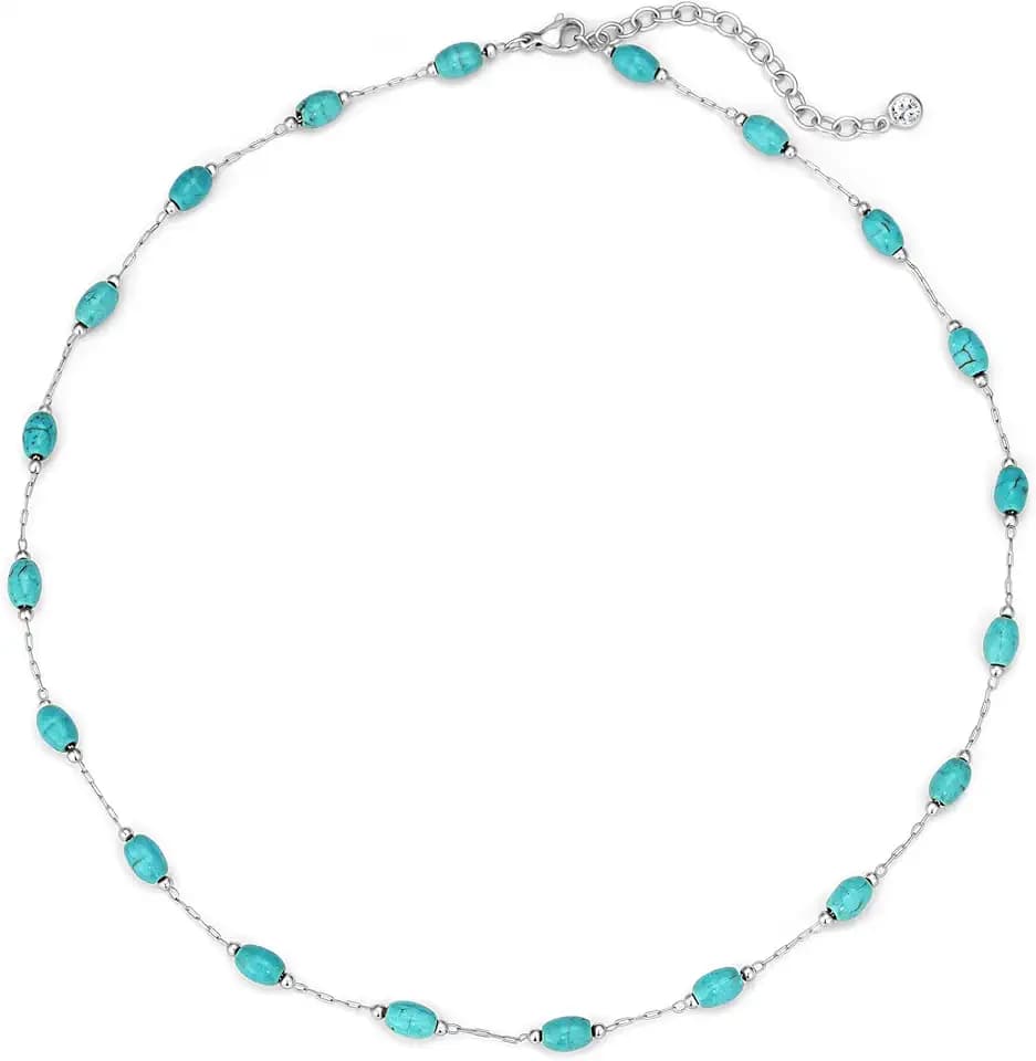 Created Turquoise Beaded Choker Necklace for Women