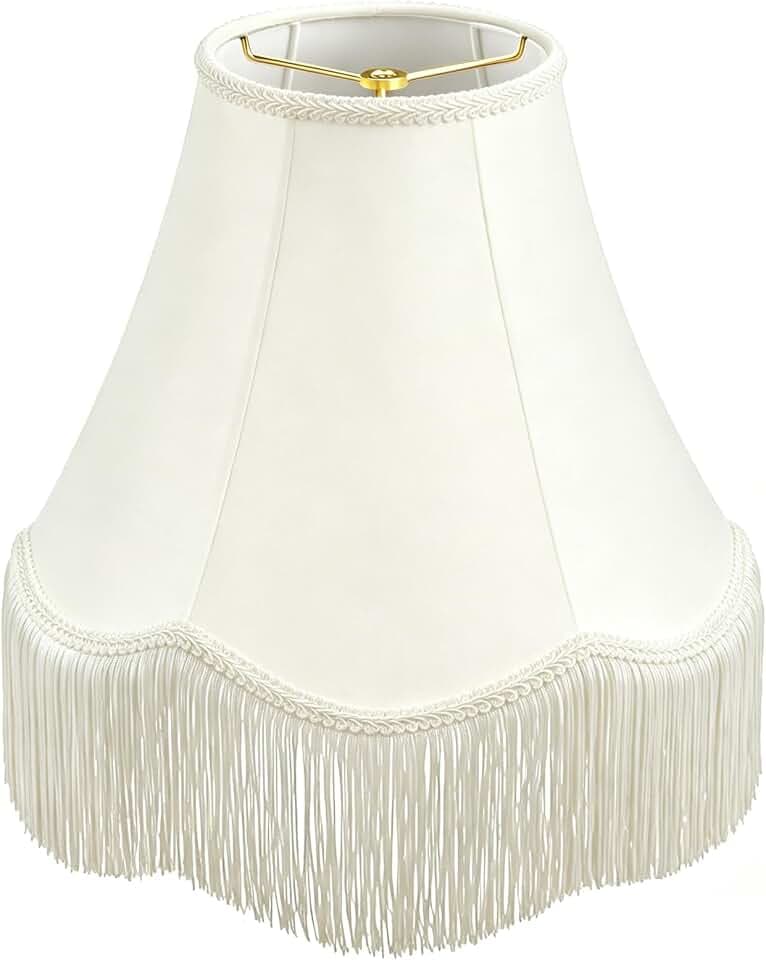 Fringe Lamp Shade 6" Top x 13" Bottom x 9.6" High (Spider) Tassel Lampshade Vintage Funky Unique Scalloped Bell Lamp Shades Victorian Lamp Shades For Table Lamps Floor Lamp,Easy Assembly 1 Pack(Beige)
