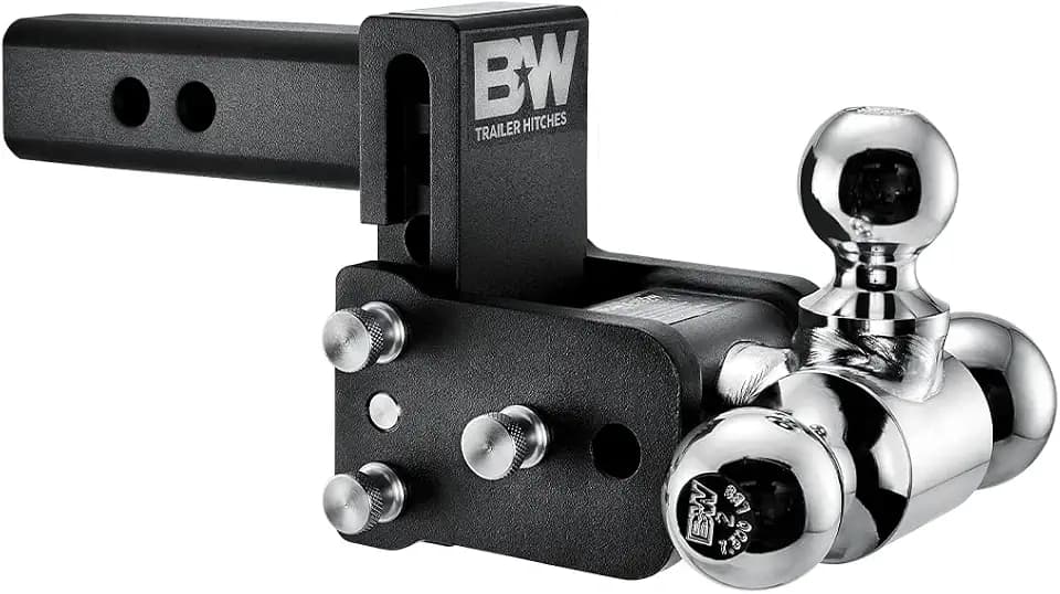 B&W Trailer Hitches Tow & Stow Adjustable Trailer Hitch Ball Mount - Fits 2" Receiver, Tri-Ball (1-7/8" x 2" x 2-5/16"), 3" Drop, 10,000 GTW - TS10047B