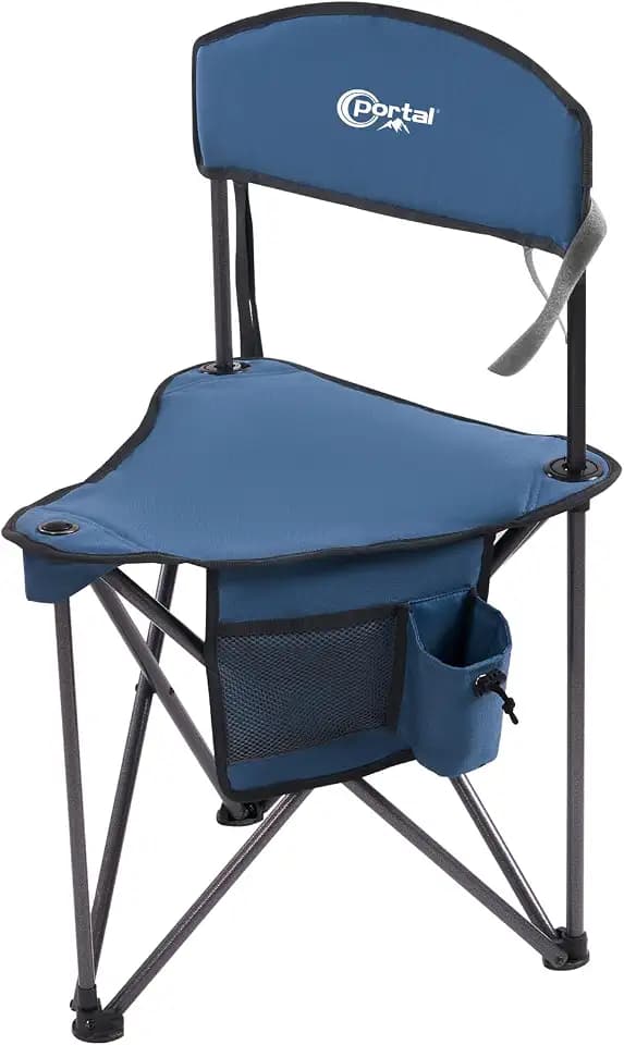 Portal Extra Large Quick Folding Tripod Stool with Backrest Fishing Camping Chair with Carry Strap