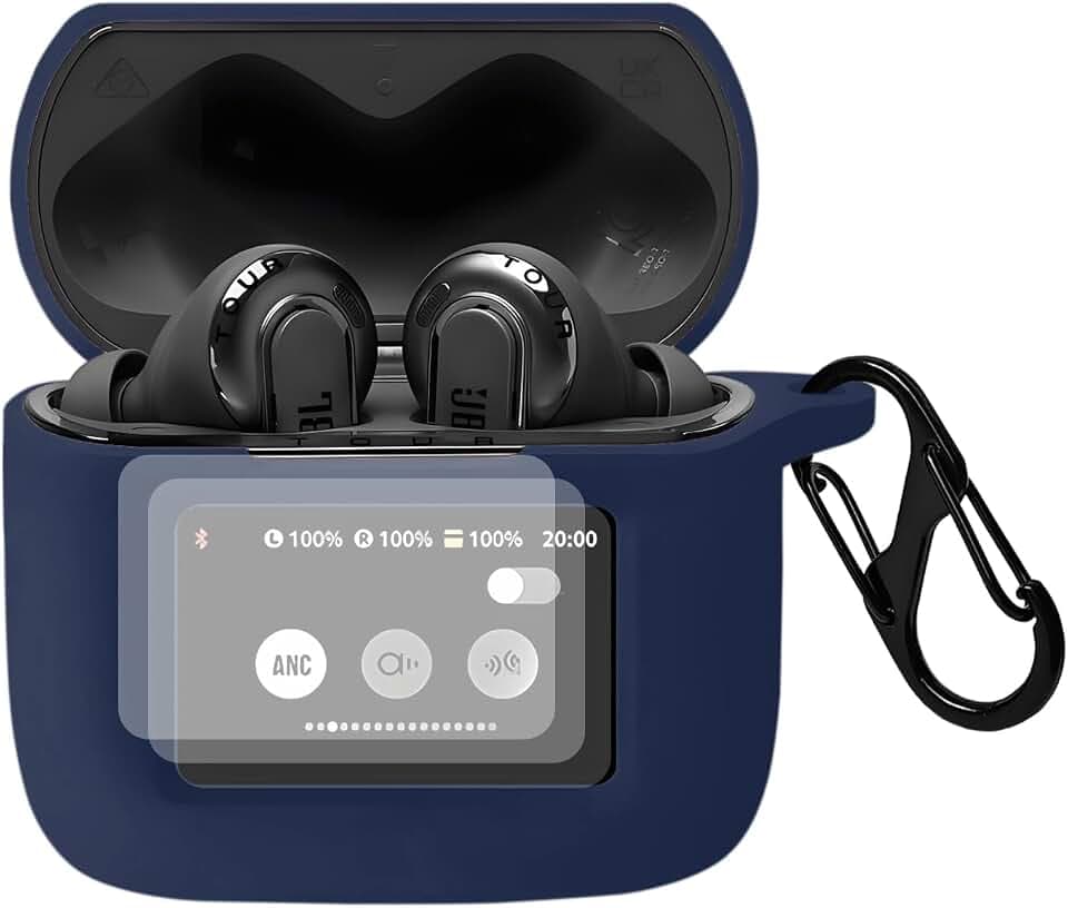 Case Cover Compatible with JBL Tour Pro 3 Earbuds with PET Screen Protector