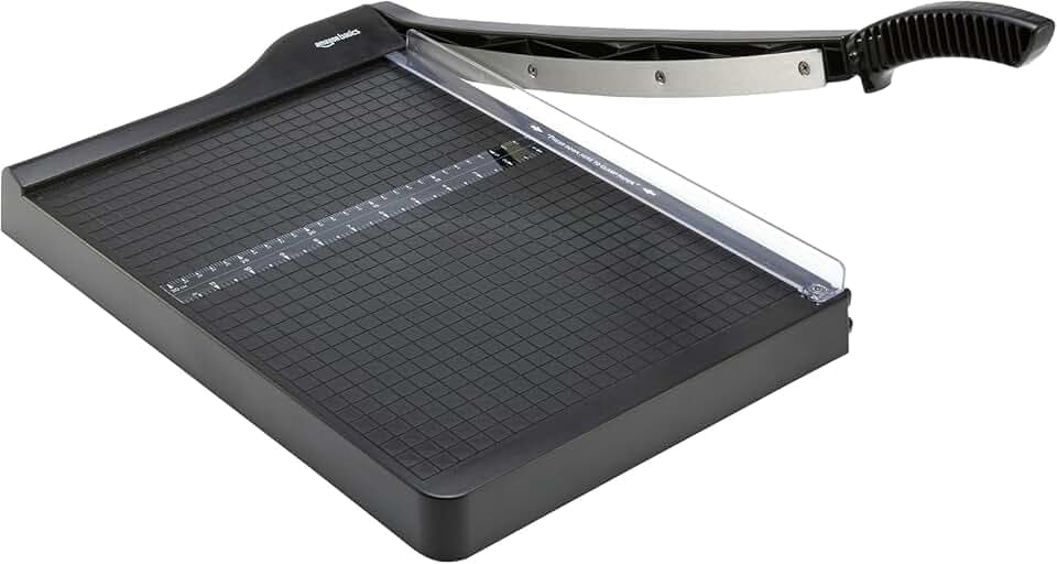 Amazon Basics Paper Trimmer Cutter for Office and Crafts, Heavy-Duty, Portable Guillotine Paper Cutter, 15-Inch, 10-Sheet Cardstock for Photos