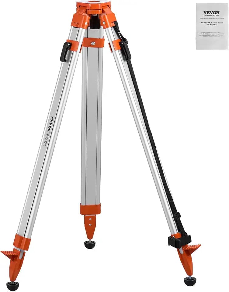 VEVOR Professional Baustativ, 5/8"-11-Gewindehalterung, höhenverstellbar 420-1665 mm, robustes Vermessungs-Stativ für Laser & Nivelliergeräte, einziehbare Beine, rutschfeste Füße