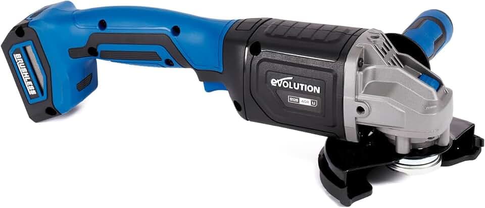 Evolution Power Tools 125 mm Akku-Winkelschleifer, 18V Brushless, 8.700 U/min, für Metall-Schneid- und Schleifarbeiten, S125AGR-Li (Solo-Gerät ohne Akku, Ladegerät und Scheibe)