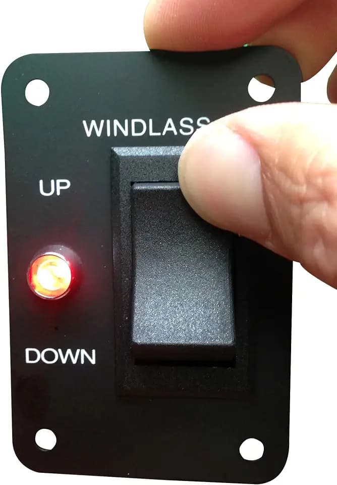 Marine Boat Anchor Windlass Winch Switch Aluminum Plate 2 Way LED Light
