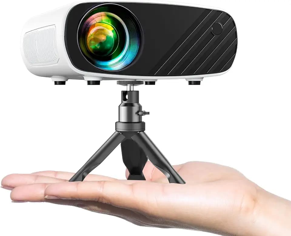 ELEPHAS Mini Beamer Full HD 1080P, 13000 Lux 4K Mit Stativ Und Transporttasche, Projektor Portable Kompatibel Mit Android/iOS/Windows/TV Stick/HDMI/USB