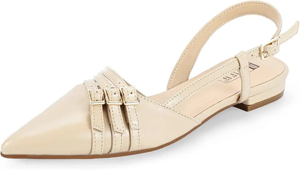 IDIFU Women's Pointed Toe Slingback Flats