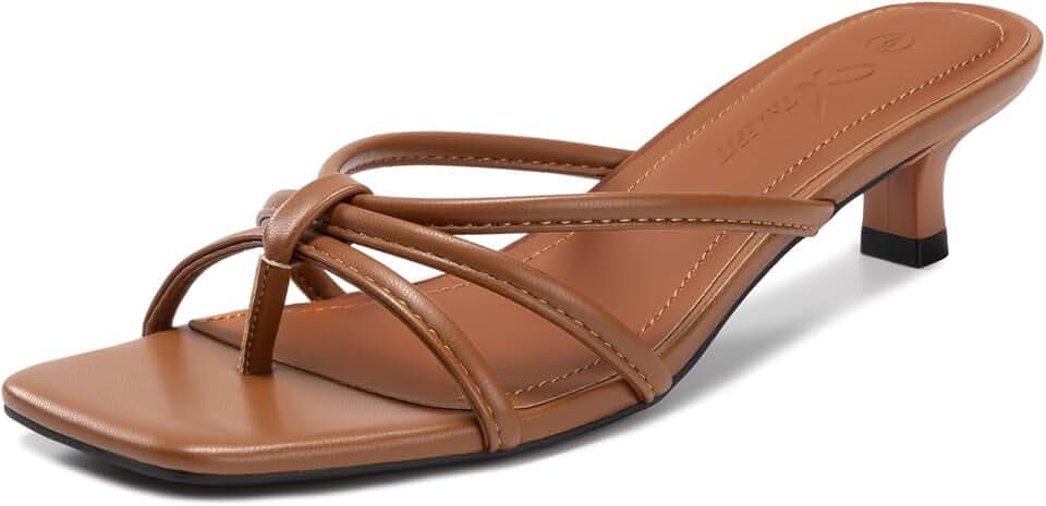 Athlefit Kitten Heels for Women Flip Flop Thong Heeled Sandals