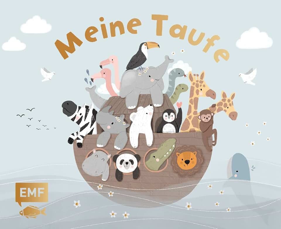Meine Taufe – blau: Eintragalbum für Erinnerungen und Fotos mit wattiertem Einband und edler Goldfolienprägung