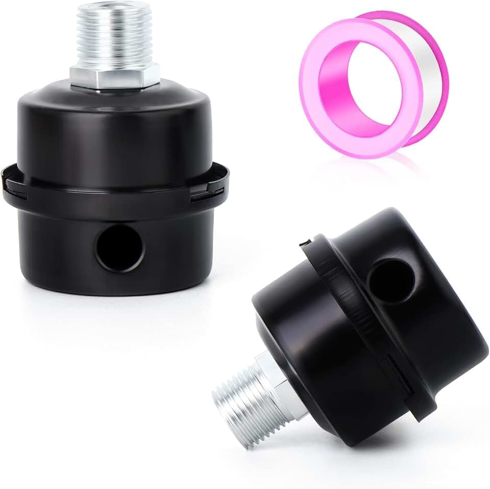 MEANLIN MEASURE 2PCS 3/8" 16mm Air Compressor Silencer Filter, Metal Air Compressor Intake Filter Sound Muffler Silencer, Air compressor Filter Replacement Parts