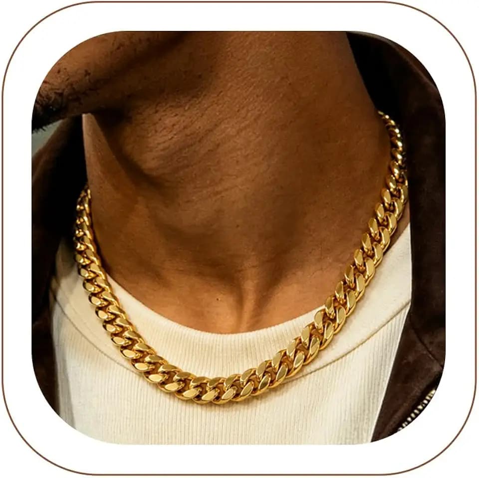 ChainsHouse Miami Cuban Link Chain Necklace for Men, Stainless Steel