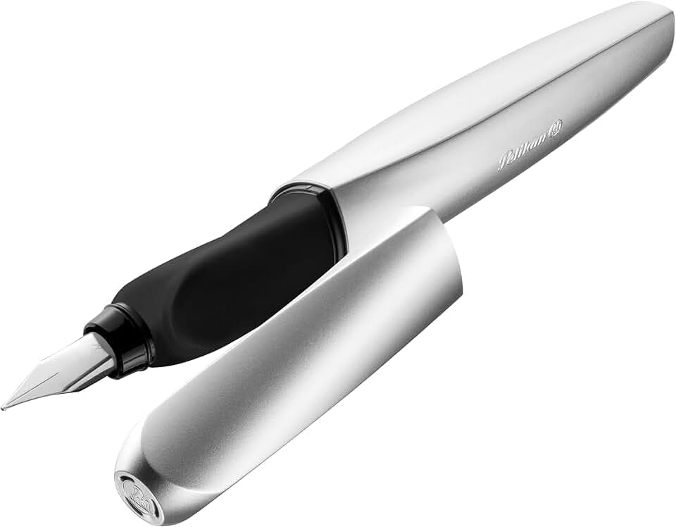 Pelikan Twist Füller silber, Edelstahl-Feder in Strichbreite M