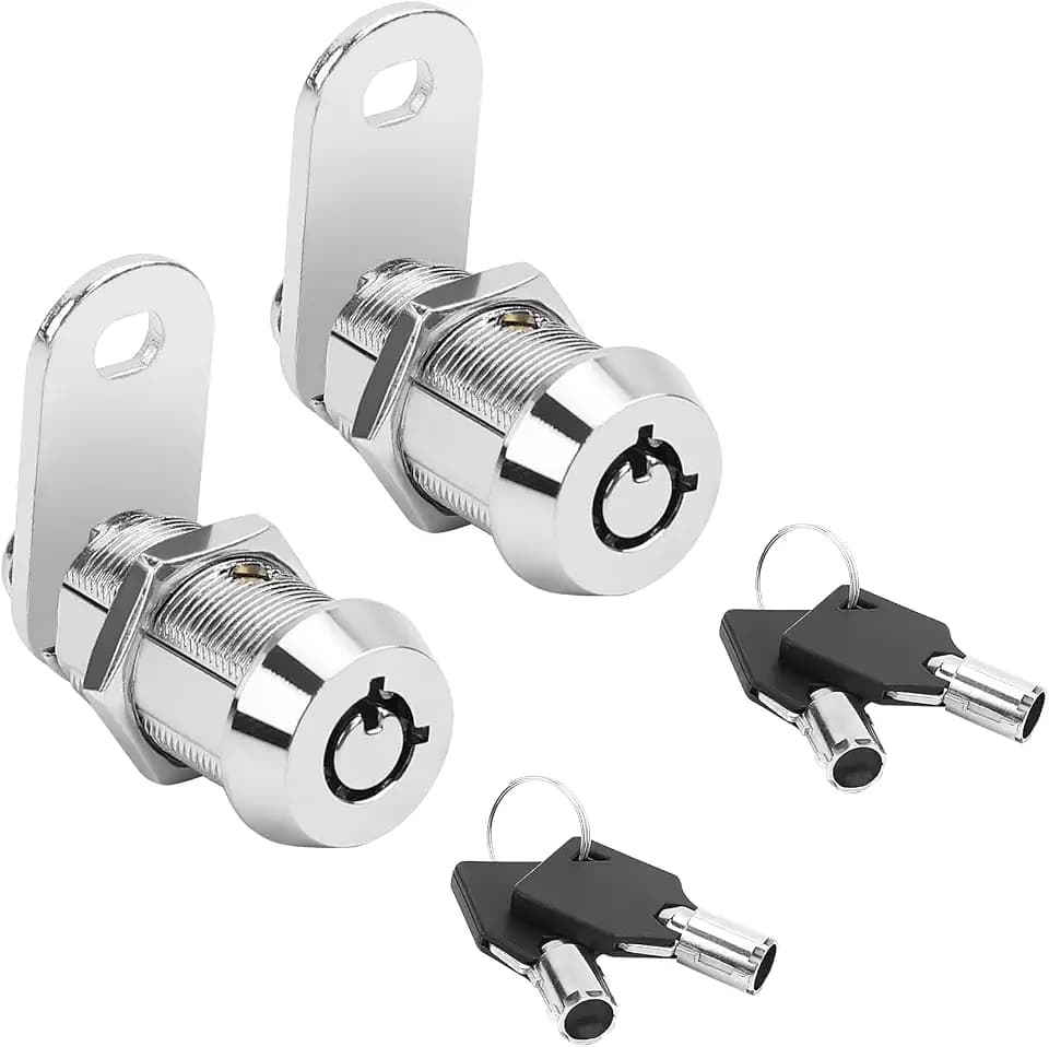 2 Pack Tubular Cam Lock 1-1/8" Cabinet RV Keyed Alike Chrome