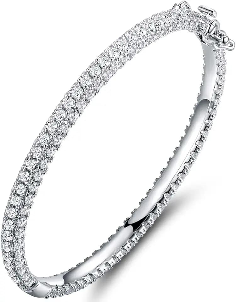 Barzel 18K Gold Plated Crystal Bling Eternity Bangle Bracelet