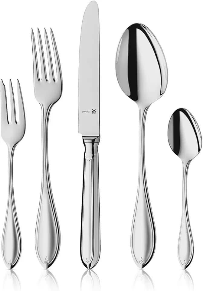 WMF Premiere Edelstahl Besteck Set 6 Personen, Essbesteck Set 30 teilig, Hohlheftmesser, Cromargan protect poliert, kratzbeständig, spülmaschinenfest