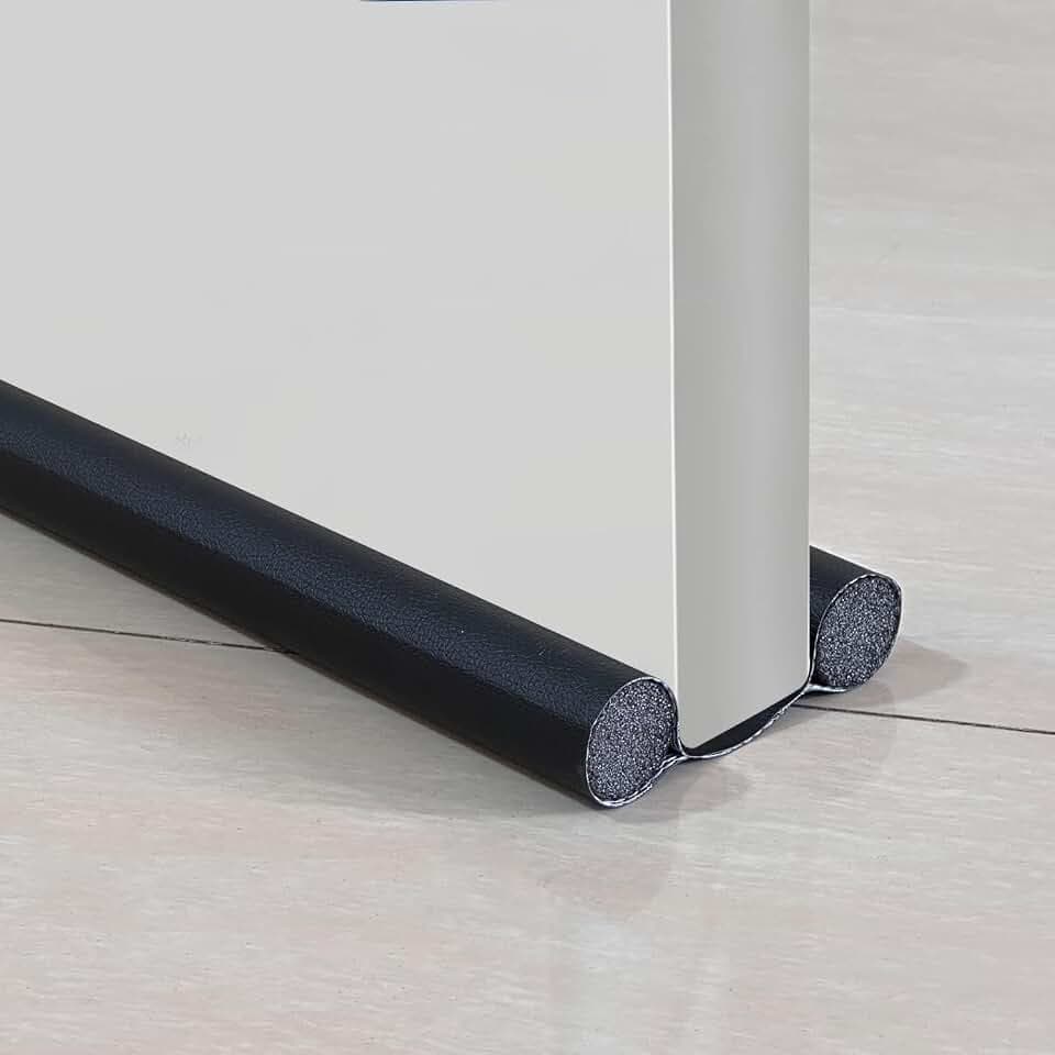 Zugluftstopper für die Tür - Türbodendichtung - Schutz vor Luftzug und Lärm - Luftzugstopper mit Doppeldichtung - 92 cm (Farbe Grau oder Schwarz)
