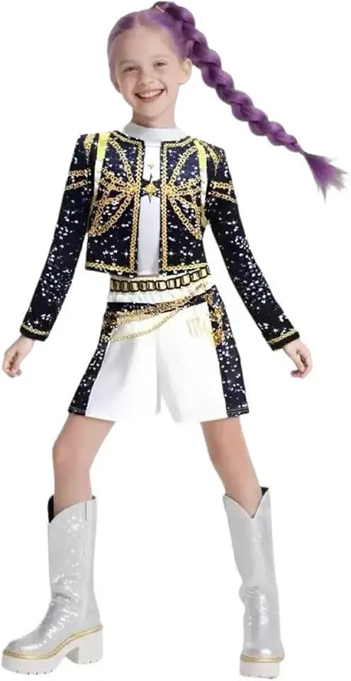 Demon Girls Cosplay Halloween Hunters Costume Top and Pants Set for 3–14 Yrs Events and Parties