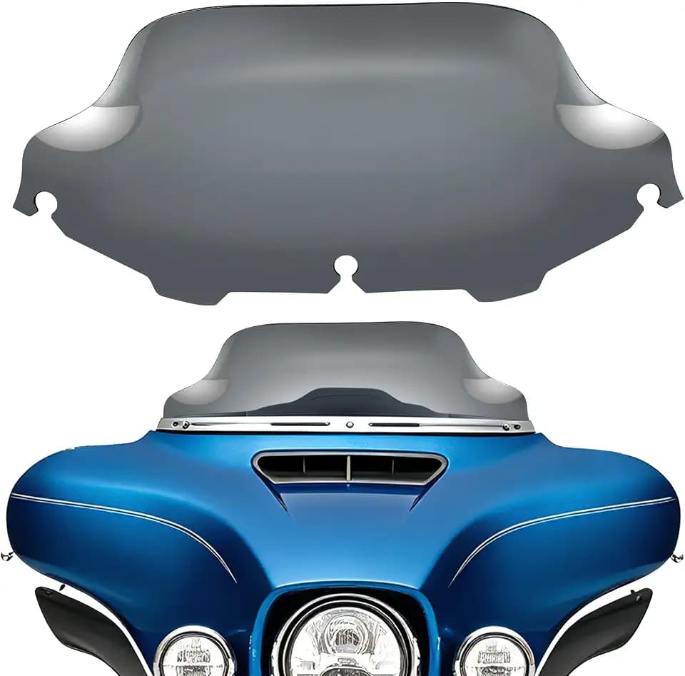 DREAMIZER Wave Windshield Windscreen,Specific Fit Motorcycle Windshield, PC Wind Deflector Compatible with Harley Touring Electra Street Tri Glide 1996-2013 (Smoke Black 8inch)